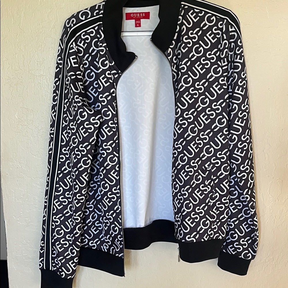GUESS Monochrome Logo Print Jacket